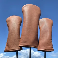 Minimalist Pure Brown Golf Club Head PU Covers Driver Woods Hybrid UT Head Cover