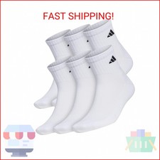 adidas Men's Socks, Athletic Cushioned Quarter 6-Pack, Ankle Fit with Arch Suppo