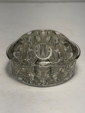 Vintage Clear Glass 3 inch 11 Hole Flower Frog/Organization Piece 8 