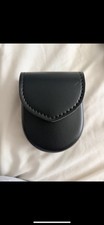 Black Leather Handcuff Case Pouch Snap Closure w/ Belt Slots Model 290-22