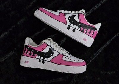 Air Force 1 Custom Shoes Pink Cartoon Drip Mens Womens Kids Baby Sizes