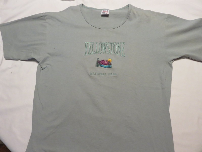 Yellowstone National Park Embroidered T-Shirt, Green, XL