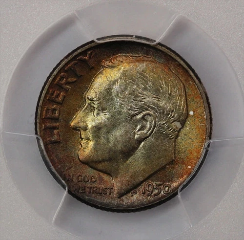 1950 Roosevelt Dime PCGS MS66 Toned