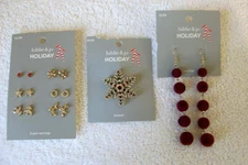 3  "Hildie Jo (JoAnn's) Christmas Earrings / Drop & Studs & Brooch"  All New