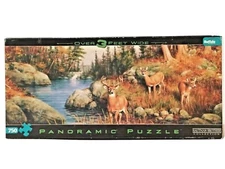 Panoramic Puzzle 750 Pieces Deer and Pines Nature Over 3 Feet Long Hautman Bros