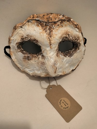 Paper Mache Barn Owl mask, one of a kind, original handmade, owl costume, animal - Picture 11 of 11