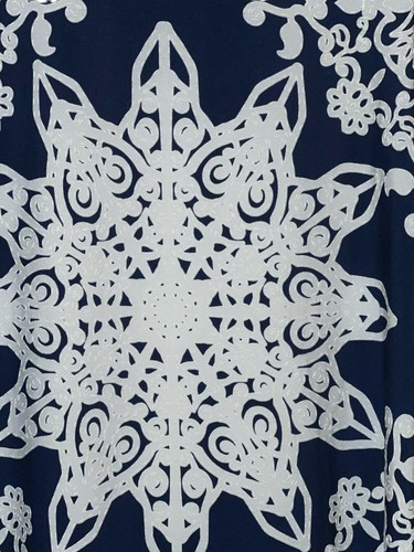 Hanni Navy Blue & White Print Dress Size Women P/S 3/4 Sleeve - Picture 5 of 5