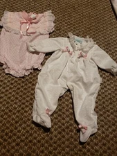 Vtg Babygro mothercare romper  Bodysuit newborn 3mths ruffle bottomA. Made in US