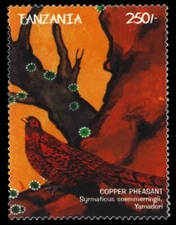 TANZANIA 1912h - Copper Pheasant "Syrmaticus soemmerringii" (pb63057)