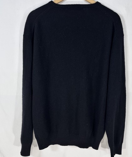 Northern Isle Cashmere V-Neck Sweater Mens Sz Large Black Preppy Classic Coastal - Picture 2 of 6