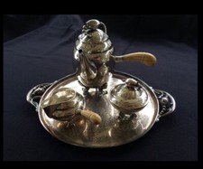 Georg Jensen vintage &ldquo;blossom&rdquo; sterling silver coffee set - 3pc w/tray 2AB