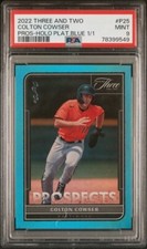 (#1/1) 2022 COLTON COWSER THREE & TWO PROSPECTS HOLO PLATINUM BLUE PSA 9 RARE $$