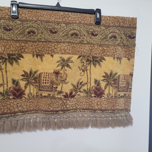 MILLER CURTAIN CONGO INDIA CHENILLE MONKEYS ELEPHANTS PALMS GOLD VALANCE - Picture 11 of 19