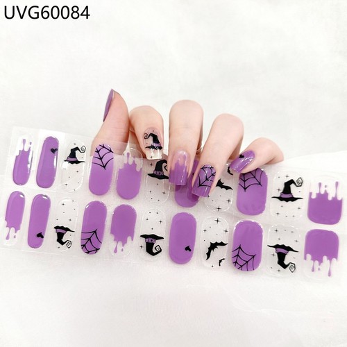 Adesivi unghie gel UV semi-cura teschio zucca Halloween 2025 lampada UV decalcomanie unghie - Foto 8 di 37