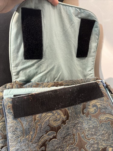 Petunia Pickle Bottom Boxy Backpack Diaper Bag Damask Chenille Blue Brown Damask - Picture 2 of 15