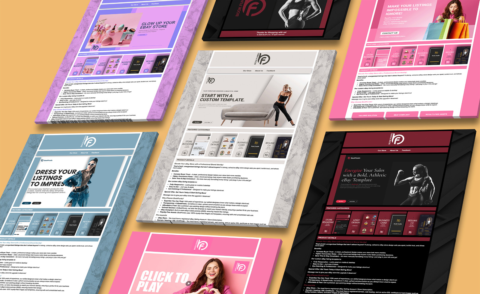 Stylish eBay Template for Beauty Seller | Cosmetic Store Branding | Mobile Ready