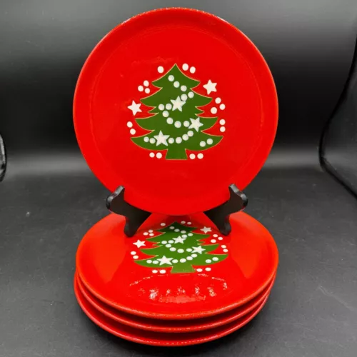 Waechtersbach CHRISTMAS TREE 7.75" Salad Plate Red Germany Christmas Tree Bread