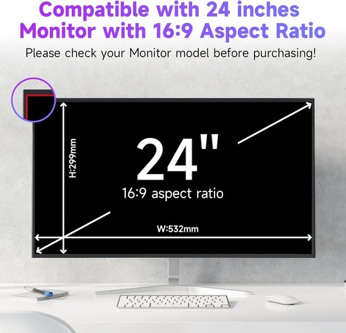 2 Pack 24 Inch Anti Blue Light Screen Protector for Monitor, 16:9 Aspect Ratio - 第 3/5 張圖片