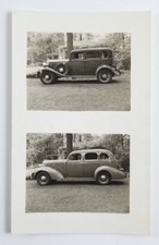 Vintage Photo Cars Parked On Lawn Double Image Snapshot
