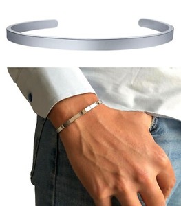 Bracciale Acciaio Fascia Personalizzato Unisex Braccialetto Rigido Incisione Top