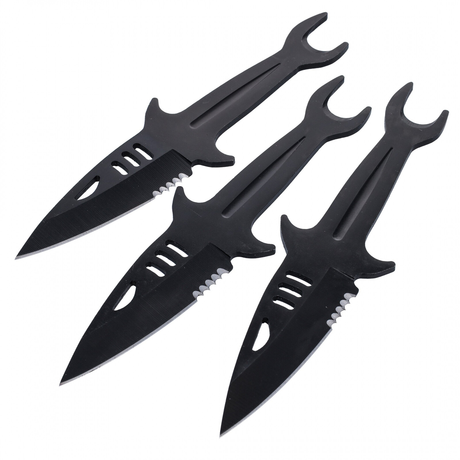 ASR Tactical 3pc Stainless Steel Shark Full Tang Throwing Knives Set