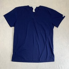 Uniform Advantage Scrub Top Mens XS Blue V Neck Chest Pocket Cotton Blend
