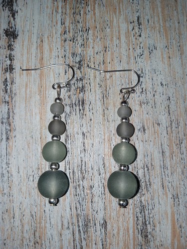 Grey Frosted Earrings Dangles - Picture 5 of 6