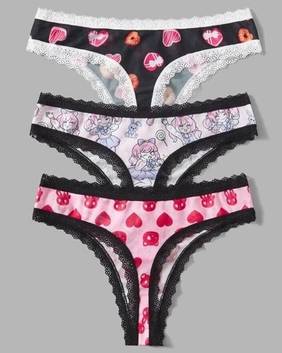 Womens Size 6-8-10-12-14-16 Gamer Gothic Anime Thong Knickers Underwear S M L XL - Picture 13 of 51