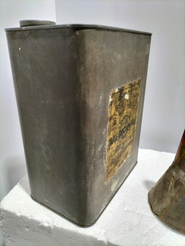 Scarce Vintage Shell Oil Tin Can Paraffin 1Gal & Old Shell Oil Funnel Spout -AF - Picture 6 of 15