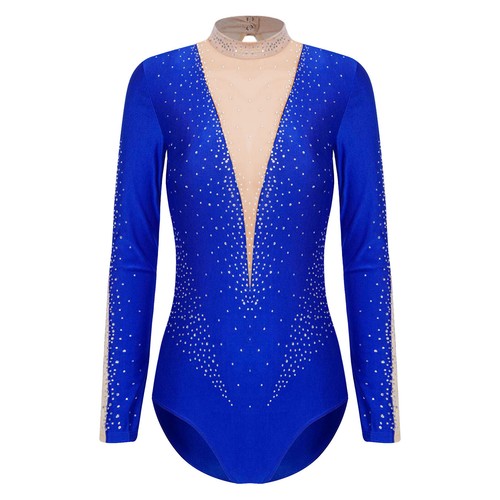 Damen Trikot Performance Kostüm Strass Body Glitzer Tanzkleidung Oberteil - Bild 8 von 59