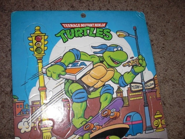 Rompecabezas vintage TMNT 1990 arte rosa colgante tortugas ninja mutantes adolescentes 10" X 12" Foto 3 de 4