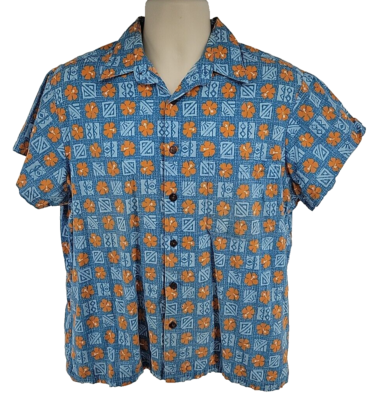 Reyn Spooner Joe Kealoha Shirt Hawaiian Size M Blue Orange