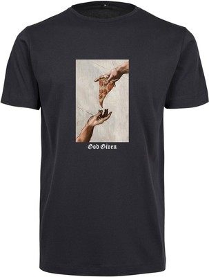 Mister Tee Herren T-Shirt 'God Given Pizza' – Lustiges Statement-Shirt In Schwarz