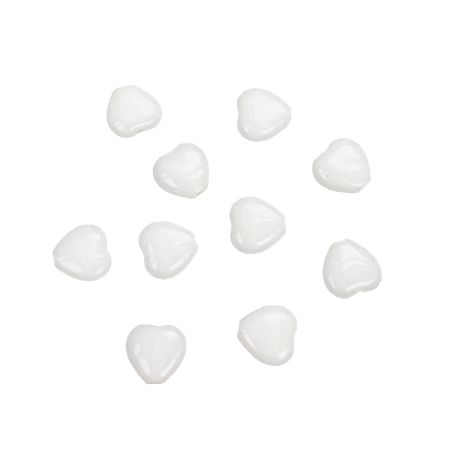 Glass Heart White Jewelry Making Beads