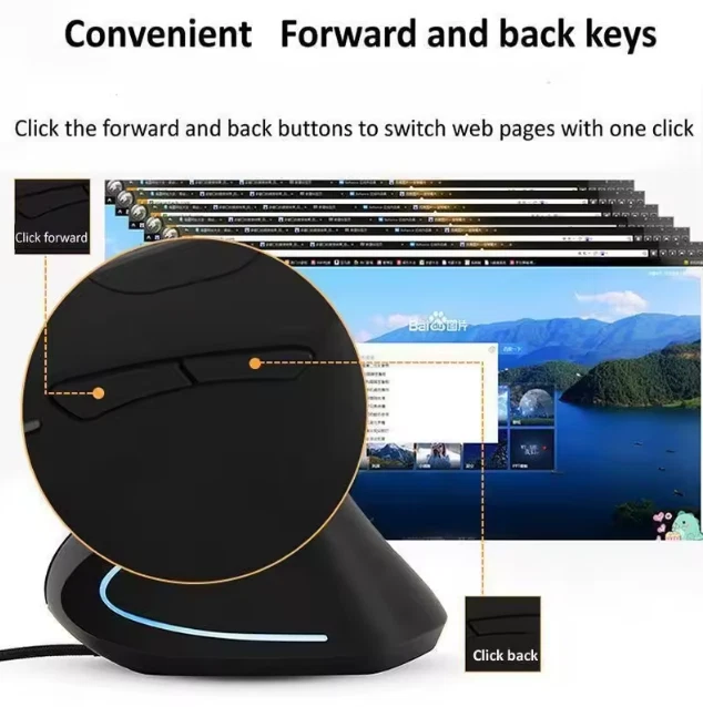 Vertical RGB Ergonomic Gaming Mouse 3200DPI Wired USB Optical for PC/Laptop - Image 4 of 4