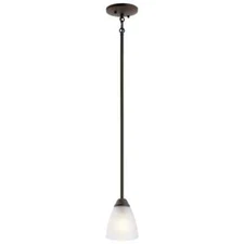 KICHLER Jolie 1-Light Olde Bronze Mini Pendant with Satin Etched Glass Shade