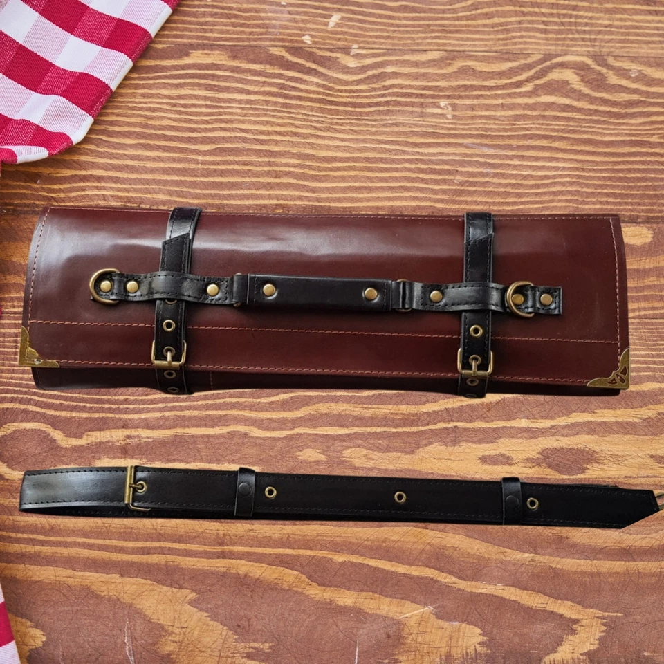 Leather Chef roll, Leather knife Roll, Gift for Chef, Knife Roll Holder - Image 2 of 3