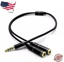 Headphone Splitter Stereo Audio Jack Y Adapter Cable 3.5mm 1/8" 