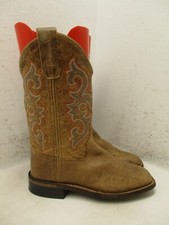 Old West BSC1818 Brown Leather Cowboy Boots Youth Size 13.5