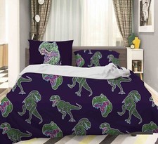 3D Dinosaur Head Pattern Green Quilt Cover Set Duvet Cover Bedding Pillowcases