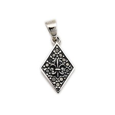 FLEUR DE LIS BLACK CZ PAVE 925 STERLING SILVER FEMALE GOTHIC PENDANT ks-077