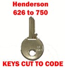 Henderson 626 to 750 Garage Door Replacement Keys Cut to Code