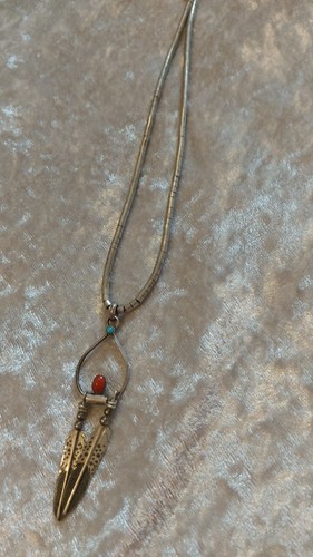 Old Pawn Native American Sterlingsilber lange klobige flüssige Silberfeder... - Bild 5 von 14