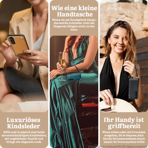 Echtleder Magnet Hülle mit Armband Magnet Handy Halterung Case Cover für SONY - Picture 2 of 11