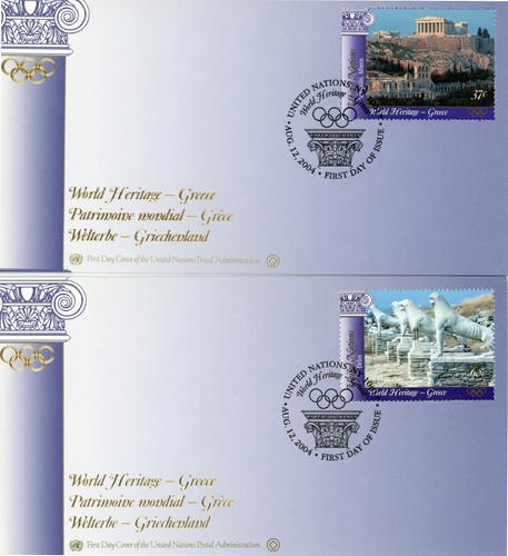 United Nations New York 866-867 FDC Set World Heritage Greece UNPA
