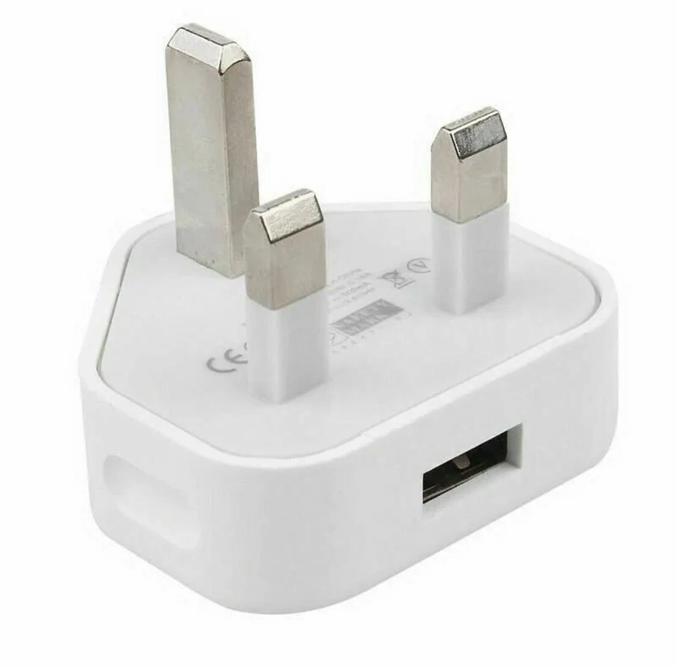 Reino Unido 3 pines principales pared enchufe de carga USB adaptador cargador de pared para iPhone Samsung Foto 3 de 3