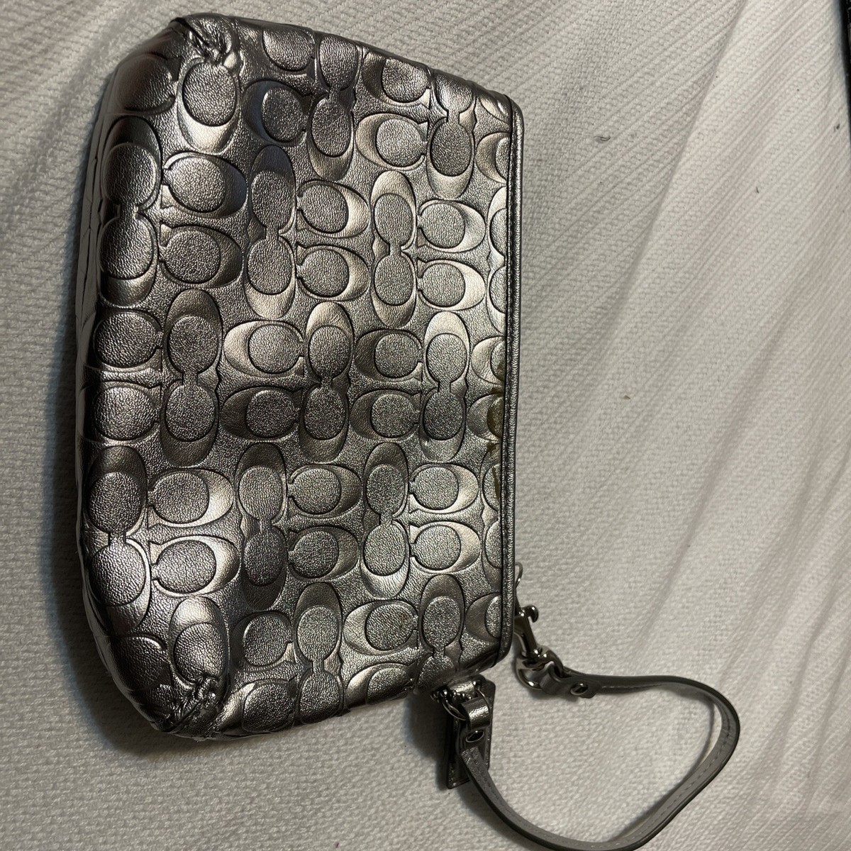 COACH CM545B4MPL 関税送料込 Coach F49562 Corner Zip Wristlet Signature Leather Handbag
