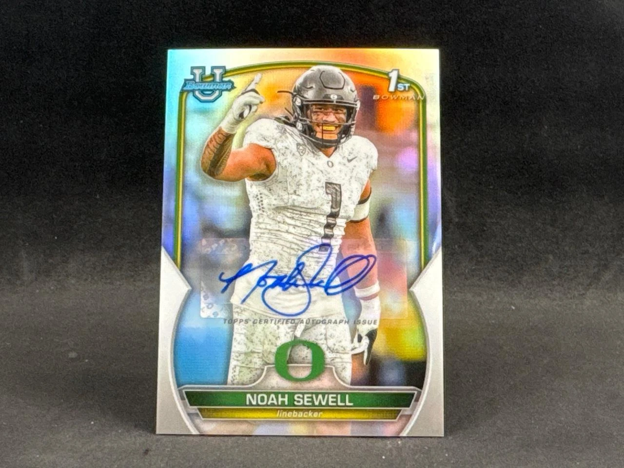 2022 BOWMAN CHROME U NOAH SEWELL #57 1ST PROSPECT REFRACTOR AUTO 368/499 OREGON