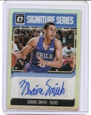 2018-19 Donruss Optic Zhaire Smith Signature Series Holo Prizm Auto Card 76ers