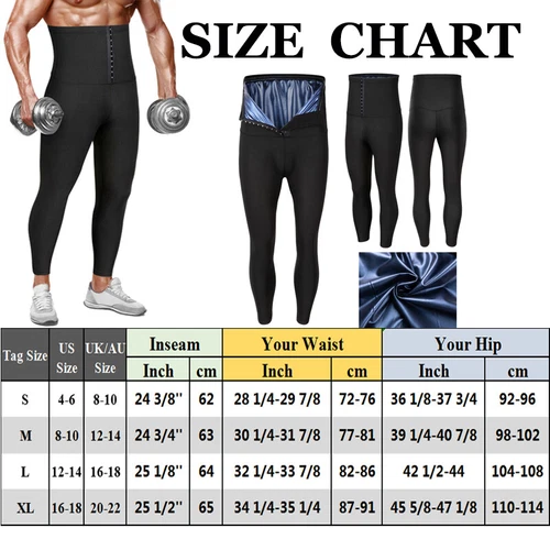 Men Fitness Sweat Waist Trainer Body Shaper Trousers Slimming Long Pants Corset - Picture 12 of 28
